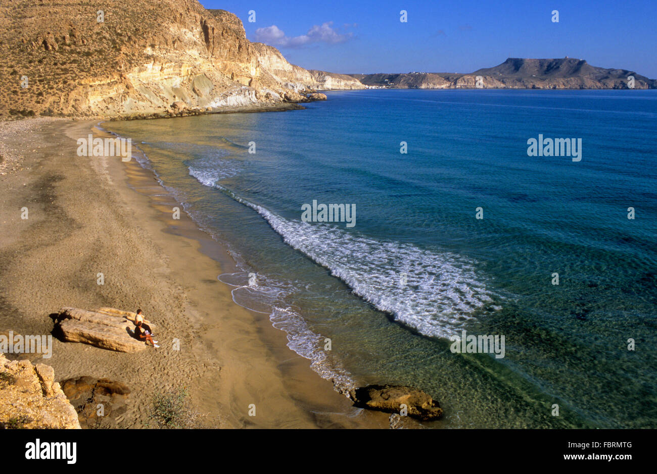 `Cala del Plomo´. Beach near Agua amarga. Cabo de Gata-Nijar Natural Park. Biosphere Reserve, Almeria province, Andalucia, Spain Stock Photo